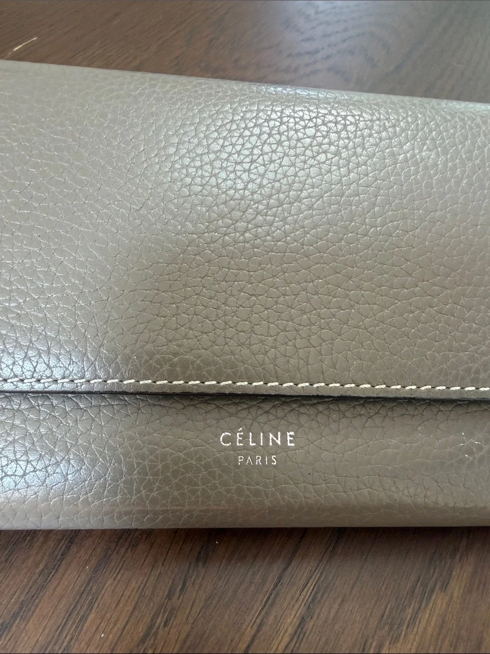 Celine Grayish Taupe/Yellow Leather Continental Wallet
